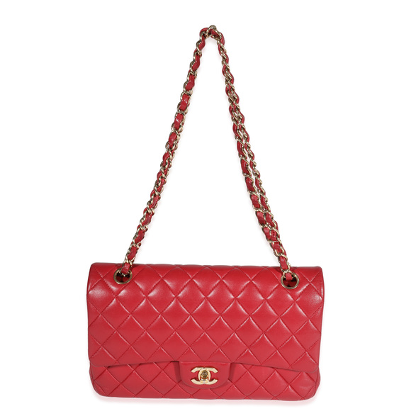 Chanel Red Quilted Lambskin Medium Classic Double Flap Bag - Picture 2 of 6